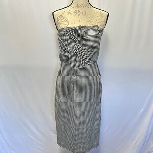Leith Black and White Gingham Strapless Dress
